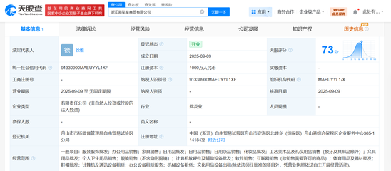 海馬體跨界布局 成立海笙星商貿公司，注冊資本1000萬進軍工藝美術品與禮儀用品市場